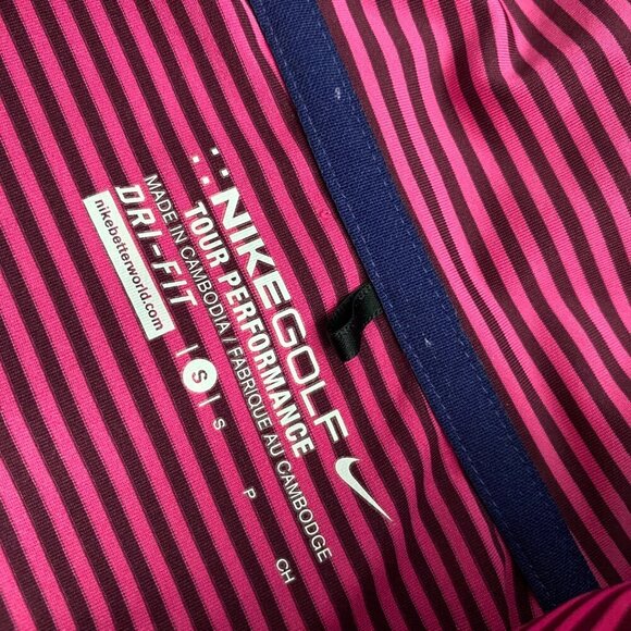 Pink Nike Golf Performance Dri Fit Striped Collared Short Sleeve Shirt Size S - Picture 8 of 8